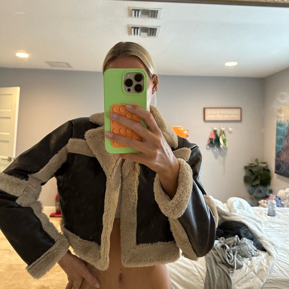 Edikted leather and fur jacket